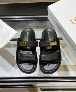 Replica Dior DiorAct Slides In Black Lambskin