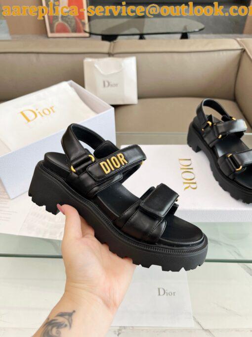 Replica Dior Dioract Platform Sandals in Black Lambskin 4