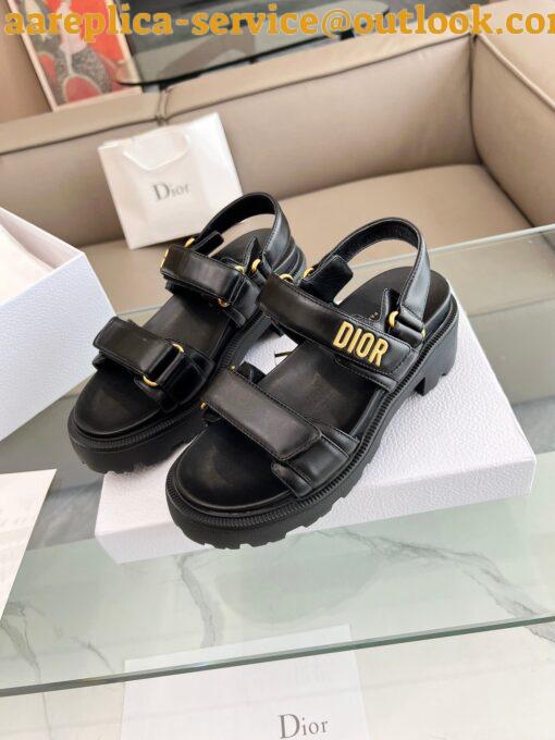 Replica Dior Dioract Platform Sandals in Black Lambskin 5