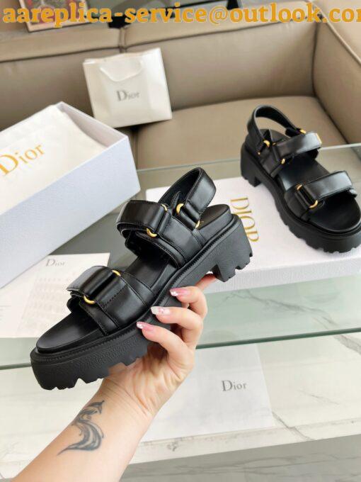 Replica Dior Dioract Platform Sandals in Black Lambskin 6