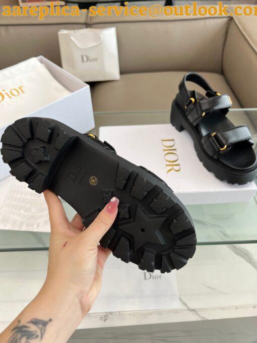 Replica Dior Dioract Platform Sandals in Black Lambskin 8