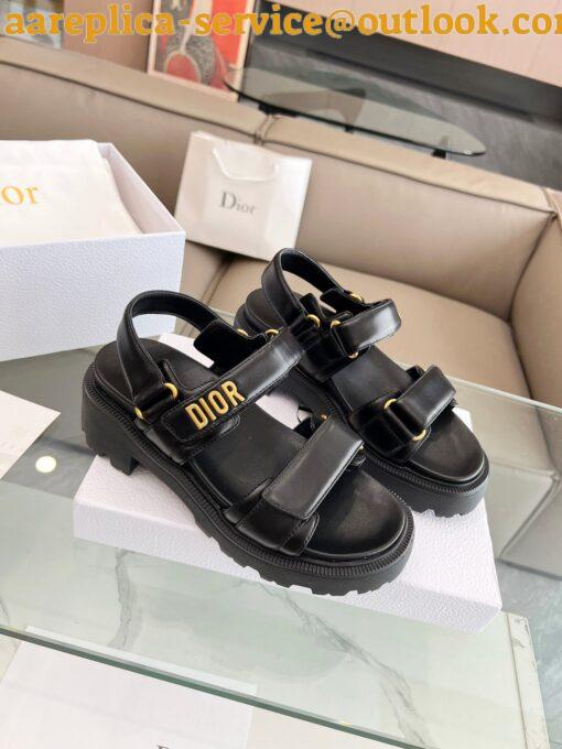 Replica Dior Dioract Platform Sandals in Black Lambskin 9