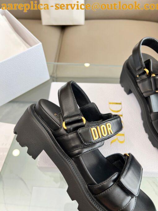 Replica Dior Dioract Platform Sandals in Black Lambskin 10