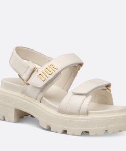 Replica Dior Dioract Platform Sandals in White Lambskin