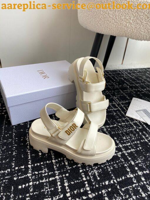 Replica Dior Dioract Platform Sandals in White Lambskin 5