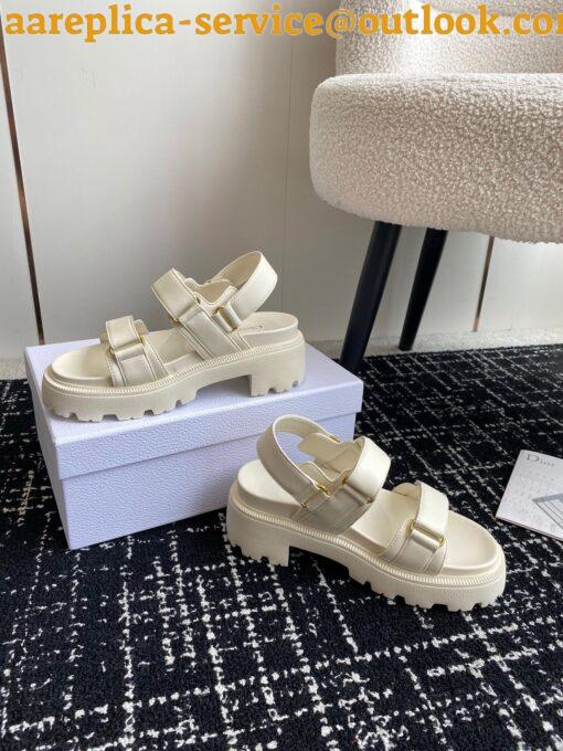 Replica Dior Dioract Platform Sandals in White Lambskin 8