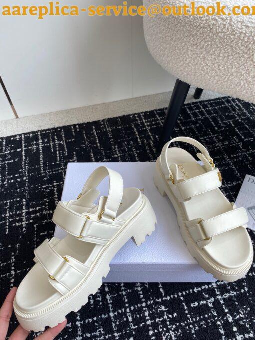 Replica Dior Dioract Platform Sandals in White Lambskin 10