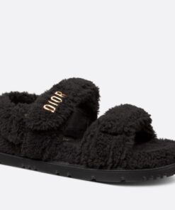 Replica Dior Dioract Sandals In Black Shearling 2