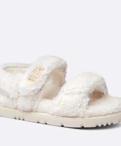 Replica Dior Dioract Sandals In White Shearling