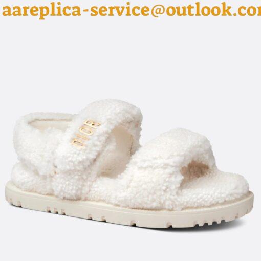 Replica Dior Dioract Sandals In White Shearling