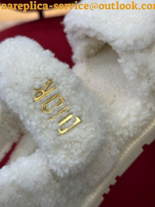 Replica Dior Dioract Sandals In White Shearling 8