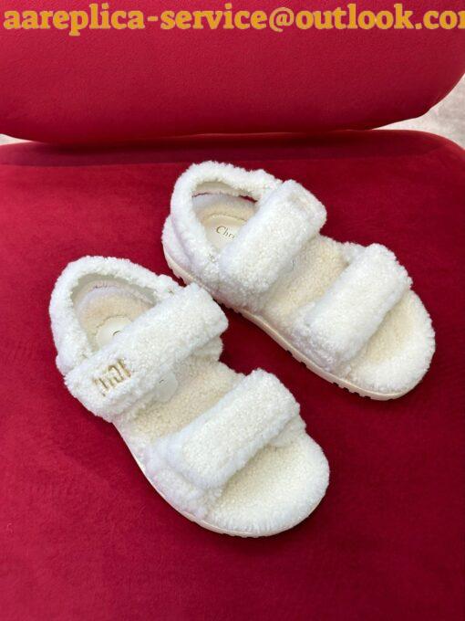 Replica Dior Dioract Sandals In White Shearling 9