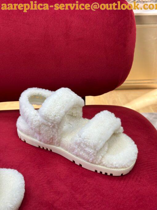 Replica Dior Dioract Sandals In White Shearling 10