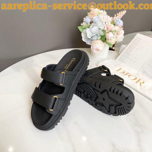 Replica Dior Dioract Slide Sandals In Black Lambskin 3