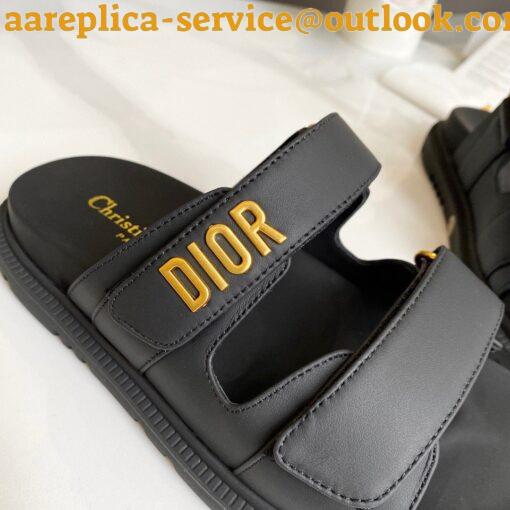 Replica Dior Dioract Slide Sandals In Black Lambskin 4