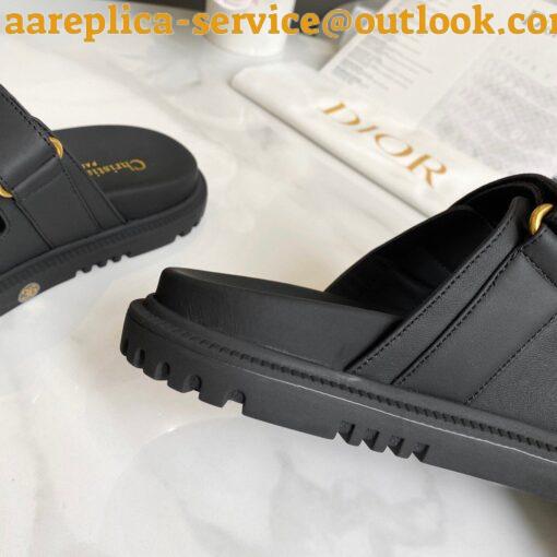 Replica Dior Dioract Slide Sandals In Black Lambskin 5