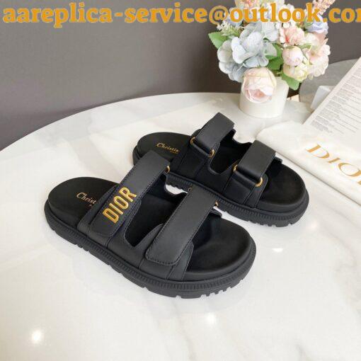 Replica Dior Dioract Slide Sandals In Black Lambskin 7