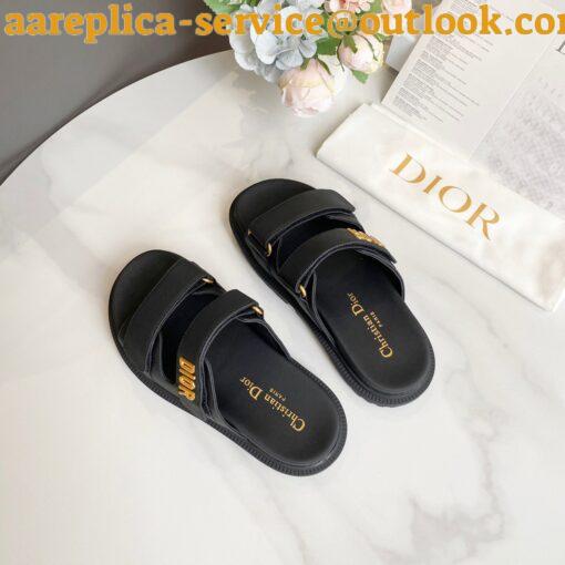 Replica Dior Dioract Slide Sandals In Black Lambskin 8