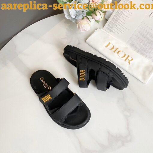 Replica Dior Dioract Slide Sandals In Black Lambskin 9