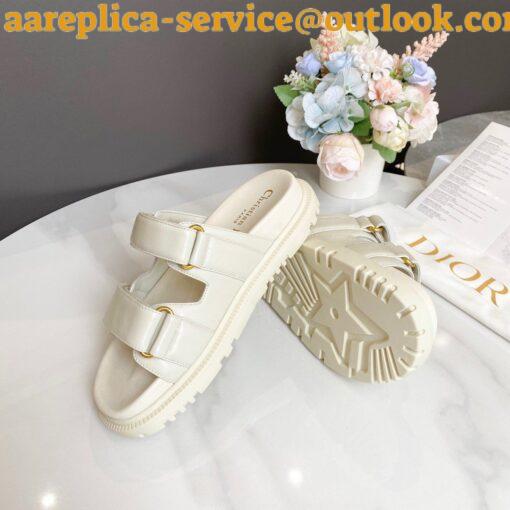 Replica Dior Dioract Slide Sandals In White Lambskin 3