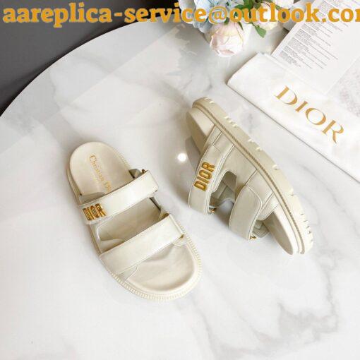 Replica Dior Dioract Slide Sandals In White Lambskin 5