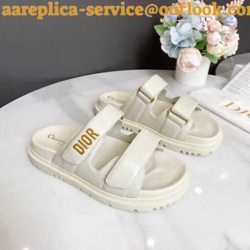 Replica Dior Dioract Slide Sandals In White Lambskin 7