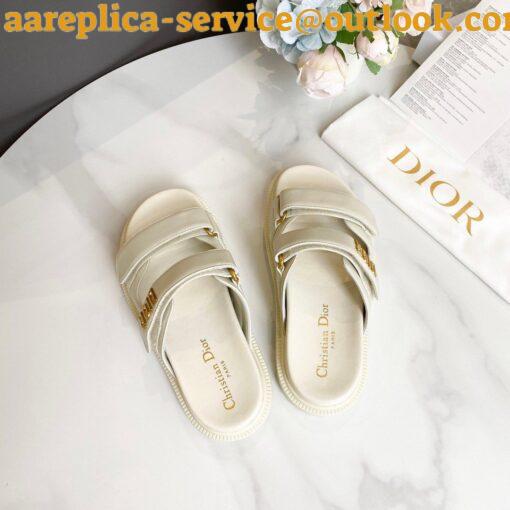 Replica Dior Dioract Slide Sandals In White Lambskin 8