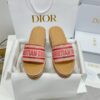 Replica Dior Dioriviera Dway Platform Slides in Raffia and Black Embroidered Cotton 29