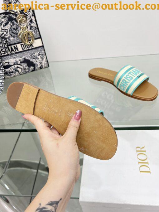 Replica Dior Dioriviera Dway Slides in Raffia and Green Embroidered Cotton 14