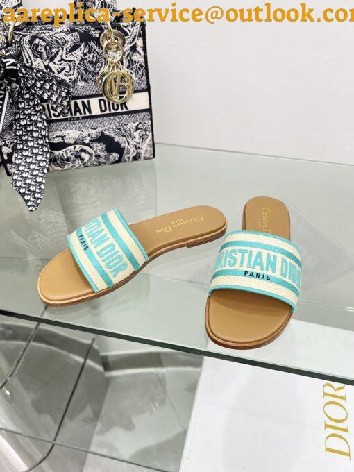 Replica Dior Dioriviera Dway Slides in Raffia and Green Embroidered Cotton 17