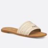 Replica Dior Dioriviera Dway Slides in Raffia and Green Embroidered Cotton 19