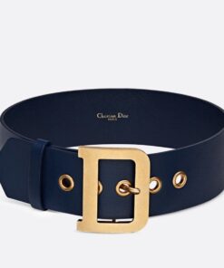 Replica Dior Diorquake 55MM Belt In Dark Blue Calfskin