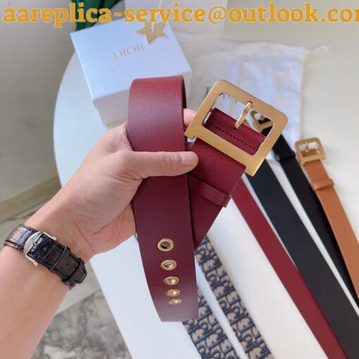 Replica Dior Diorquake 55MM Belt In Red Calfskin 6