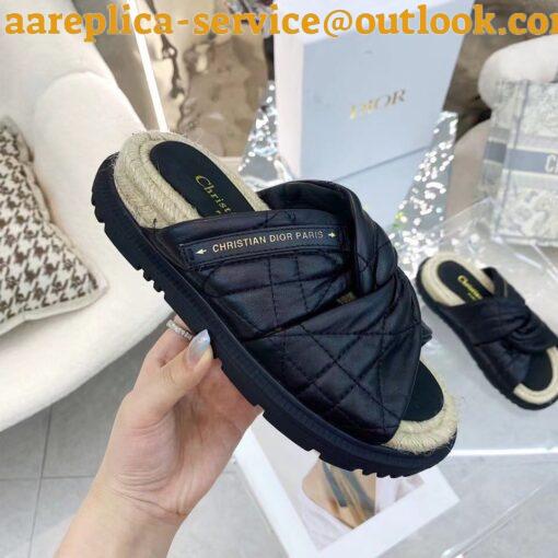 Replica Dior Dtwist Slides In Black Cannage Lambskin 3