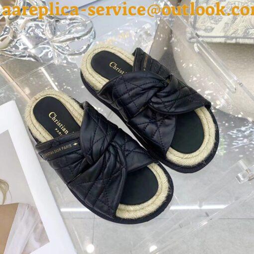 Replica Dior Dtwist Slides In Black Cannage Lambskin 4