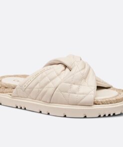 Replica Dior Dtwist Slides In White Cannage Lambskin 2