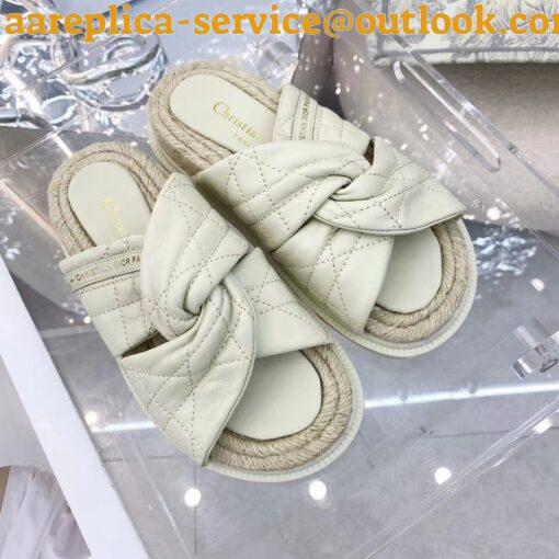 Replica Dior Dtwist Slides In White Cannage Lambskin 4