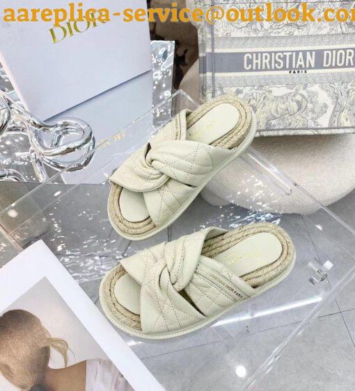 Replica Dior Dtwist Slides In White Cannage Lambskin 6