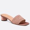 Replica Dior Dway Heeled 35MM Slides in Pink Embroidered Satin and Cotton 13