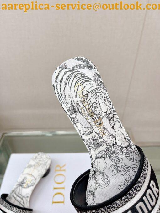 Replica Dior Dway Heeled 35MM Slides in Cotton with Toile de Jouy Voyage Motif 6