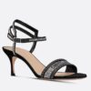 Replica Dior D-Fame Heeled Sandals In Beige Pleated Lambskin 11