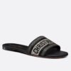 Replica Dior Dway Slides In Grey Metallic Thread Embroidery and Strass 10