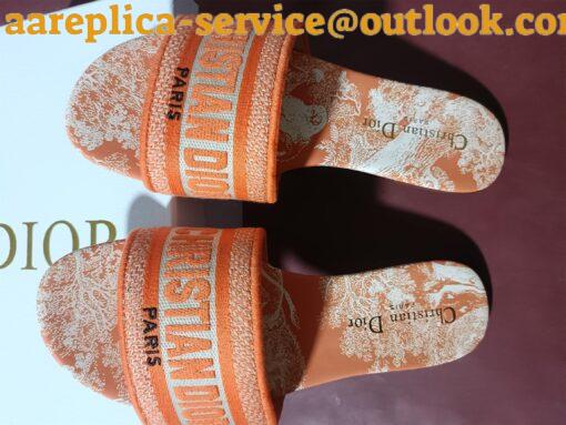 Replica Dior Dway Slides In Bright Orange Toile de Jouy Embroidered 5