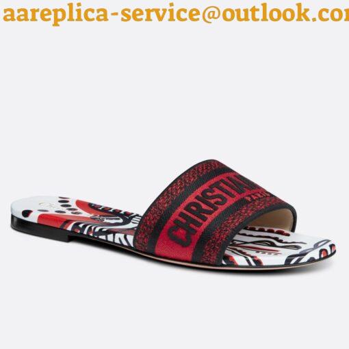 Replica Dior Dway Slides In Embroidered Cotton with Cupidon Motif 2