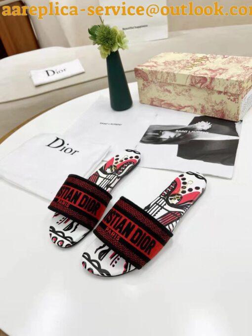 Replica Dior Dway Slides In Embroidered Cotton with Cupidon Motif 8