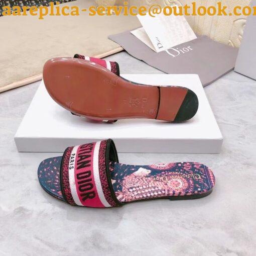 Replica Dior Dway Slides In Fuchsia Animals Embroidered Cotton 11