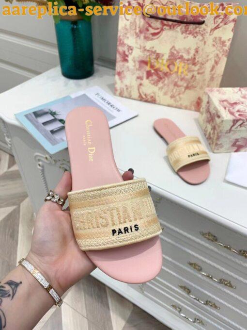 Replica Dior Dway Slides In Gold-Tone Metallic Thread Embroidered Cotton 8