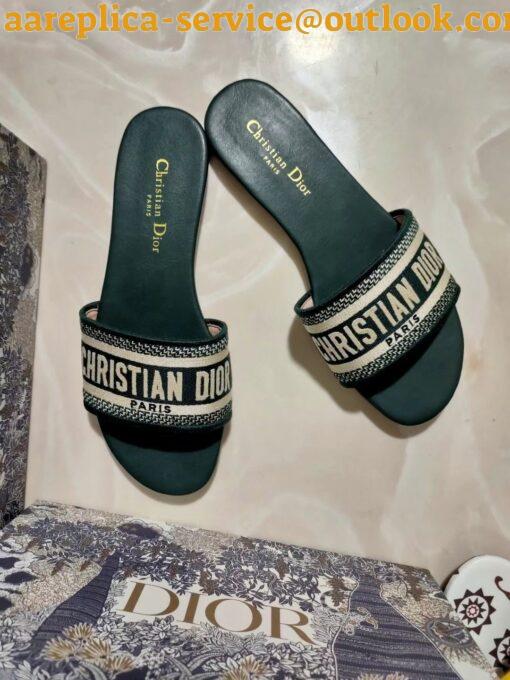 Replica Dior Dioriviera Dway Slides in Raffia and Green Embroidered Cotton 9