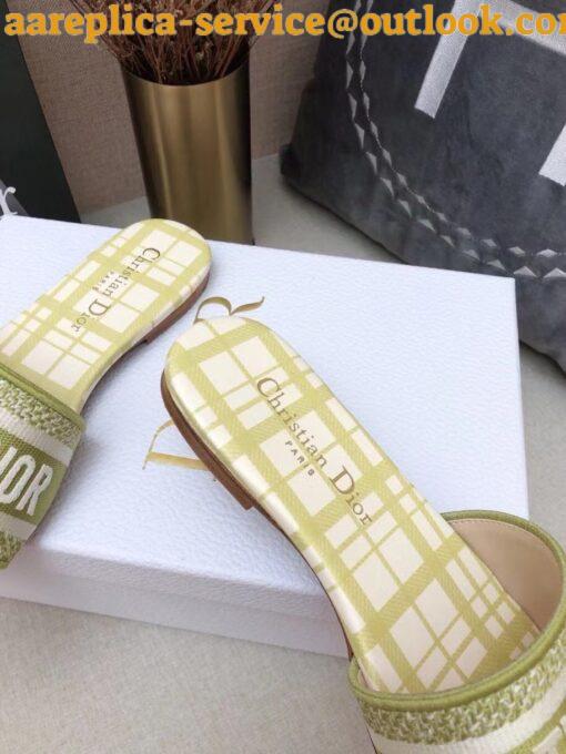 Replica Dior Dway Slides In Lemon Check’n’Dior Embroidered Cotton 6