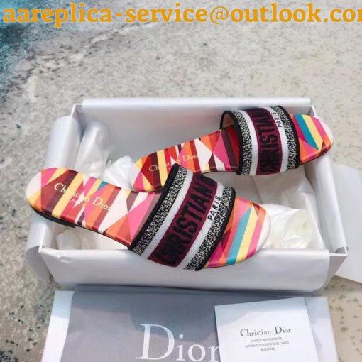 Replica Dior Dway Slides In White Multicolor D-Constellation Embroidered Cotton 3